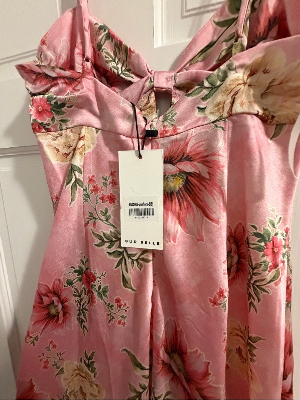 Hello Molly Sun Drenched Shores Pink Floral Satin Midi Dress NWT Small - Picture 5 of 7